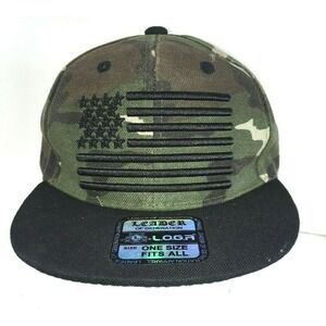 LOGA Mens Snapback Hat Leader Of Generation Cap USA Flag Camo Distressed